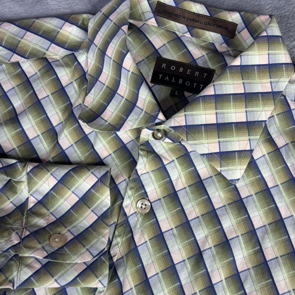 Robert‎ Talbott Shirt Mens Large Multicolor Plaid Long Sleeve Dress Button Up